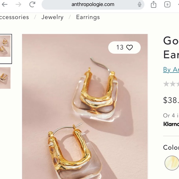 New Anthropologie Gold Rimmed Resin U Shape Huggie Hoop Earrings - Picture 14 of 16